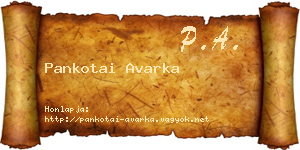 Pankotai Avarka névjegykártya